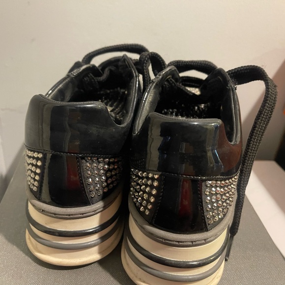 Moschino Black and Silver Crystal Sneakers - Picture 4 of 8